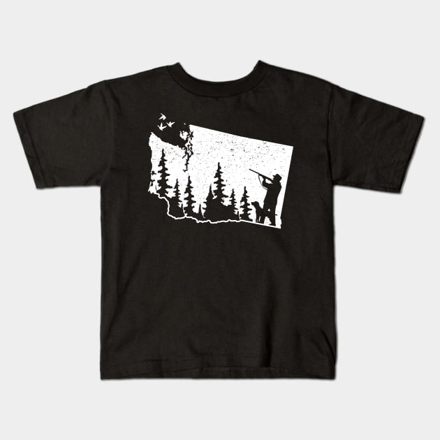 Washington Hunting Duck Kids T-Shirt by Tesszero